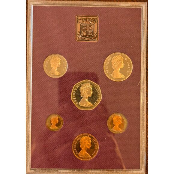 1980 UK Proof Coin Set – Royal Mint, Elizabeth II, 6-Coin Display - Picture 3 of 5